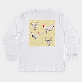 Silver Spangled Hamburg Cream Kids Long Sleeve T-Shirt